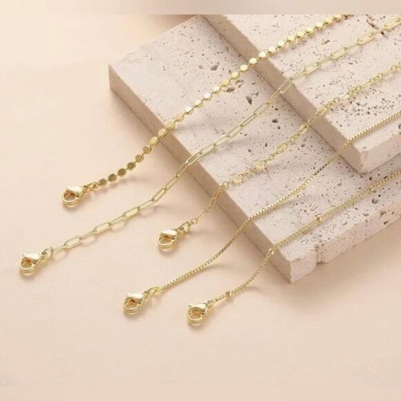 NEW 5pc Gold Bracelets 14K Dainty Gold Plated Stackable Bracelets for Women - Picture 6 of 7